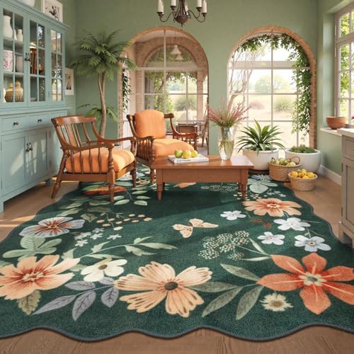 Lahome Floral 8x10 Area Rugs for Living Room, Soft Washable Bedroom Rug by Lahome