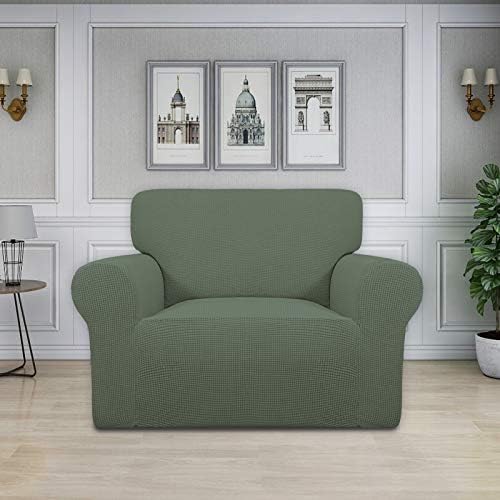 Easy-Going Stretch Oversized Chair Slipcover with Arm Washable Greyish Green - Image 2