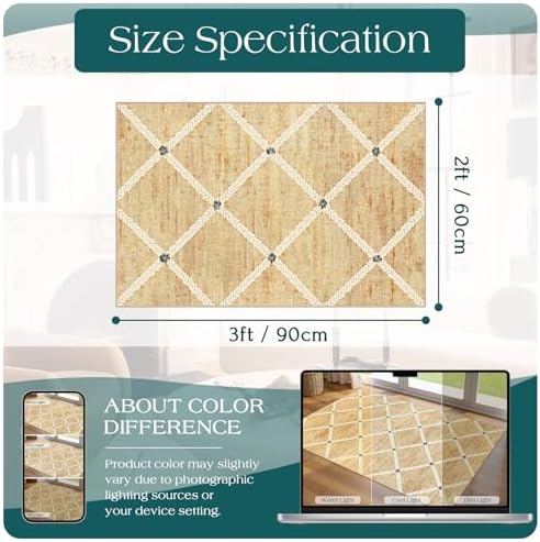 Indoor Front Door Mat, 2x3 Neutral Cottage Geometric Front Door Rug - Image 2