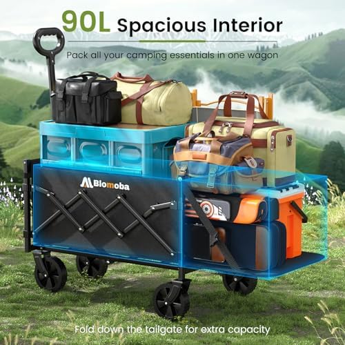 Blomoba 220 lbs Folding Wagon Cart with Wheels & Adjustable Handle, Black - Image 2