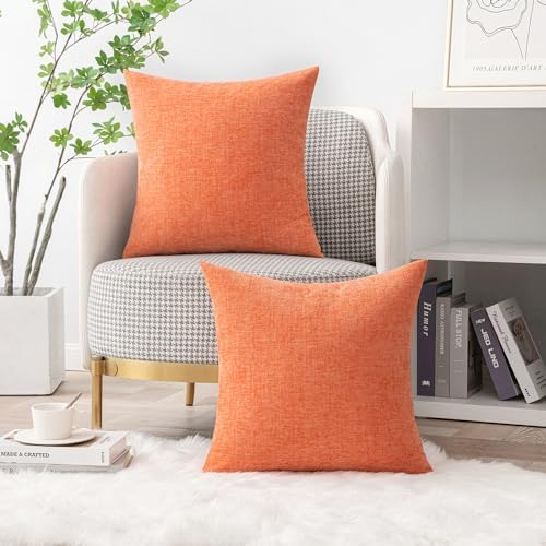 MIULEE Soft Chenille Throw Pillow Covers Coral Red 16x16 Inch Pack of 2 - Image 5