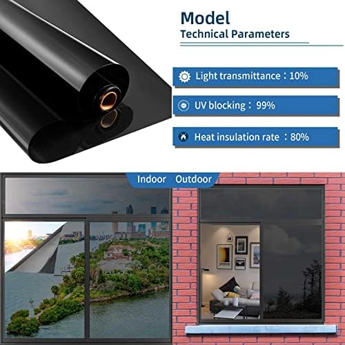 XIAWEI One Way Window Privacy Film with Tools, 35.4In×16.4Ft, Cosmic Black - Image 2