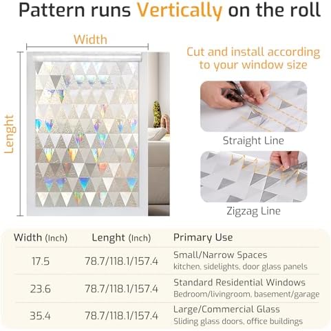 LUTE Window Privacy Film Decorative, Stained Glass Cling, 23.6" x 78.7" - Image 5