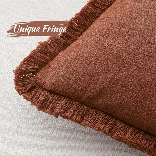 MIULEE Linen Fringe Decorative Fall Throw Pillow Covers Late Autumn 18x18 - Image 3