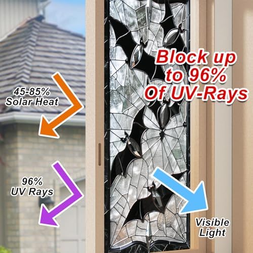 HOMETITUTE Halloween Gothic Flying Bat Privacy Window Cling 18x39 PVC - Image 4