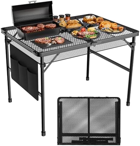 WildFinder Folding Grill Table, 3x2 FT Height Adjustable Camping Table by WildFinder