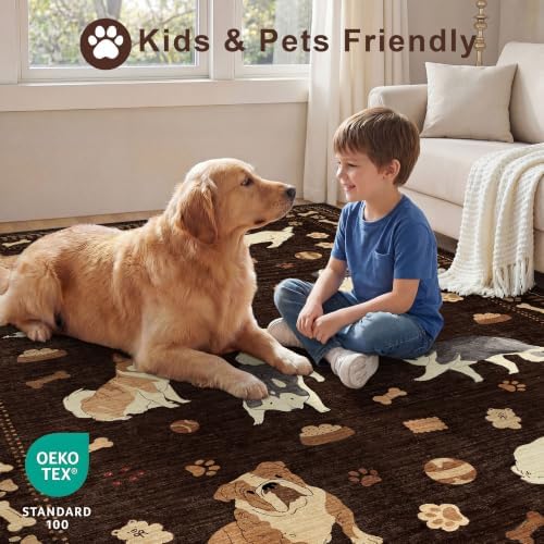 DUKINO 2x6 Kitchen Runner Rug, Washable Soft Non Slip Dog Rug, Brown - Image 4