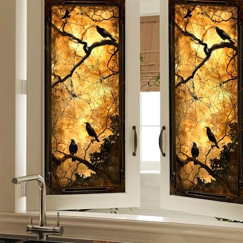 HOMETITUTE Halloween Raven Spider Privacy Window Cling 17.7x39.3 PVC by HOMETITUTE