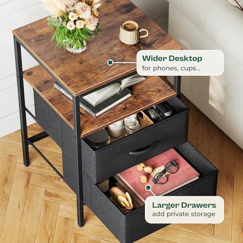 Huuger Night Stand with Charger Station, 27.7 Inch Tall Nightstand - Image 6