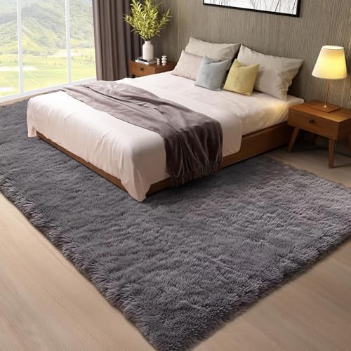 Ophanie 8x10 Area Rugs for Living Room,Upgrade Non-Slip Fluffy Soft Large Shag Bedroom Carpet, Deep Grey Big Indoor Thick Rug,Gray Carpets for Boy and Girls Room Decor with Over 99 pcs Pile fibers - Image 3