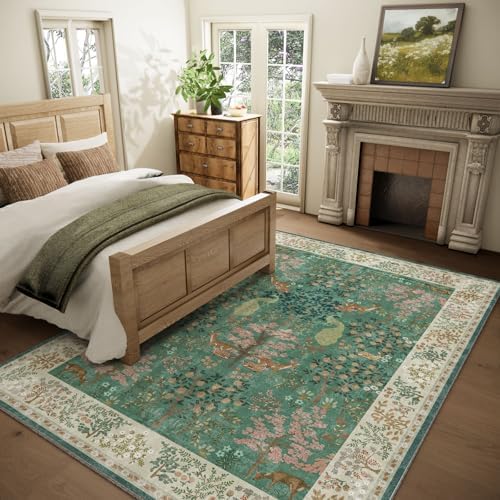 Washable Area Rugs for Living Room: 6x9 Bedroom Rug Stain Resistant Non Slip Low Pile Lightweight Soft Carpets for Living Room Dining Room Kitchen Nursery Kids Room Farmhouse Indoor - Image 2