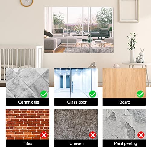 12" x 12" Acrylic Flexible Mirror Sheets, 12 Pack Self-Adhesive Mirror Tiles, Square Cuttable Wall Stickers, Non-Glass, Safety Reflective for DIY Craft Home Wall Decor - Image 4
