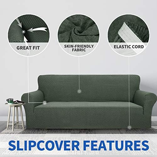 ZNSAYOTX 1 Piece Jacquard Chair Slipcovers for Living Room High Stretch Chair Covers with Arms Anti Slip Pets Friendly Couch Sofa Armchair Cover Furniture Protector (Chair, Army Green) - Image 5