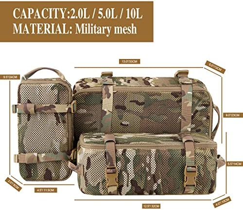 PETAC GEAR 3 PCS Tactical Modular Packing Cubes, Large Capacity Mesh Storage Bag,Outdoor Travel Organize Storage Pouches Bags. - Image 3