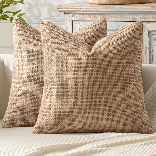 MIULEE Decorative Couch Throw Pillow Covers 18x18 Inch Khaki Camel 2 Pack by MIULEE