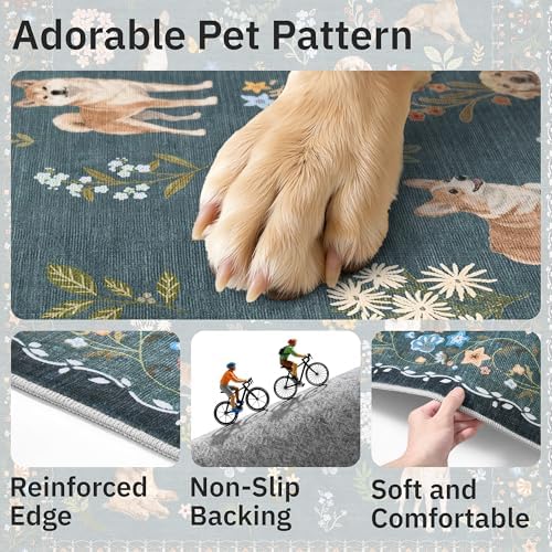 Soalmost 2x3 Dog Rugs for Entryway, Washable Door Mat Soft Rug Navy Blue - Image 7