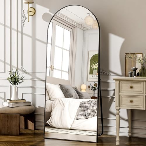 57" x 20" Arched Full Length Mirror - Wall Mounted/Floor Mirror Aluminum Alloy Frame Full Body Mirrors for Bathroom Living Room Bedroom and Entryway,Black - Image 3