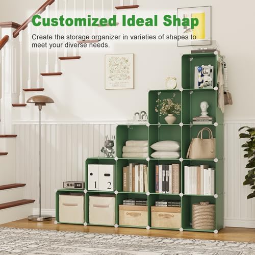 C&AHOME 16 Cube Storage Organizer Cube Shelf Units Storage Cubes, Green - Image 6
