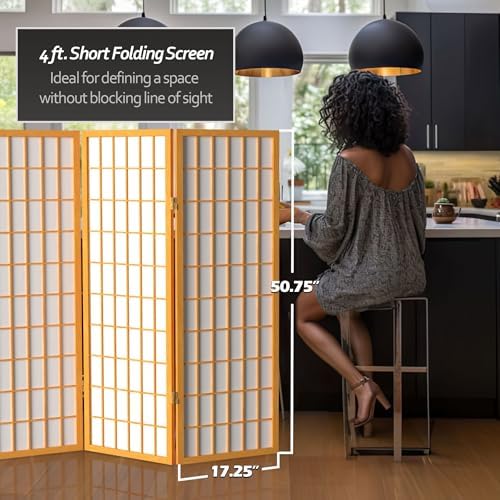4 ft. Short Window Pane Shoji Screen - Honey - 4 Panels - Image 3