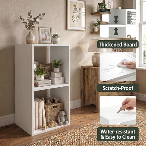 WannabeMyself【Sturdy Build&Easy Assembly】 2 Cube Storage Organizer with Anti-Tipping Kits,Reversible Open Back Book Shelf, Bookcase for Living Room,Bedroom,Entrance Hall,Office,12.2×11.4×24.1,White - Image 3