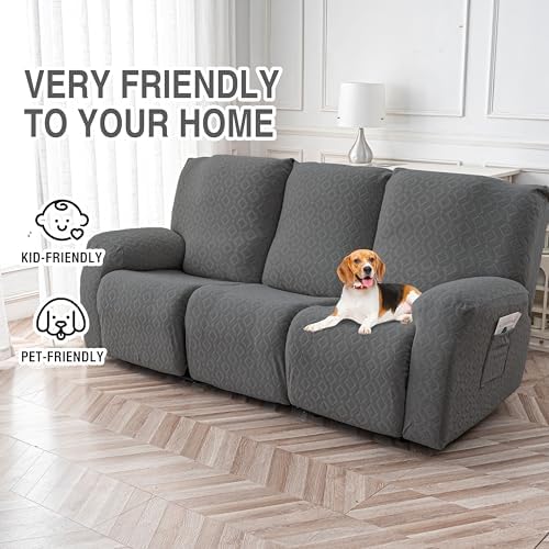 Gennia Waterproof Recliner Sofa Cover,3 Seat Couch Cover,Dark Gray - Image 4