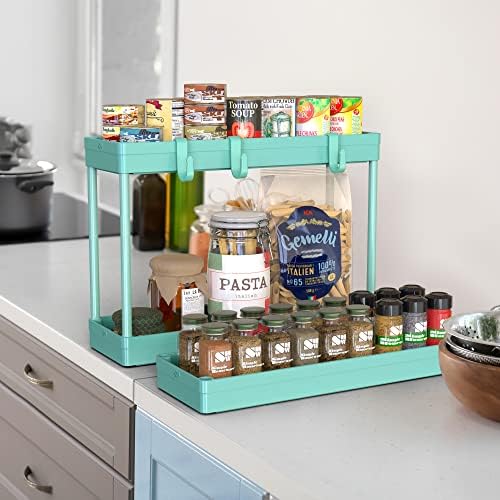 Simple Houseware 3-Tier Slim Rolling Cart w/Handle 5.5" Wx27.5 H, Turquoise - Image 4