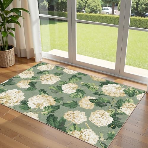 3x5 Floral Entry Rug - Washable Indoor Outdoor Mats for Front Door by Othilic