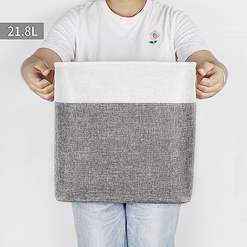 Bagnizer Collapsible Fabric Storage Cubes 11x11 Cube Storage Bins, 4 Pack Closet Baskets Box with Handles for Organizing, Shelf, Toys, Clothes, Home, Office, Nursery (Grey&White) - Image 6