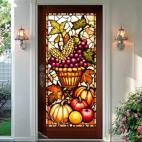 HOMETITUTE Thanksgiving Harvest Basket Privacy Window Cling 18x39 PVC - Image 6
