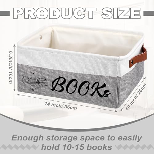 Marsui 1 Pcs TBR Basket Book Storage Bin Bookish Gifts, White Grey - Image 3