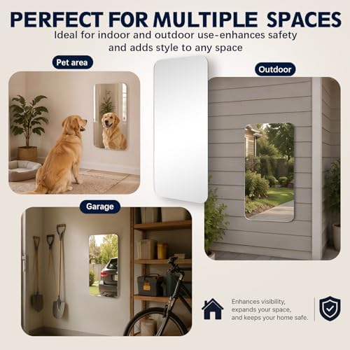 Marsui 1 Pcs 12 x 24 Inch Acrylic Safety Mirror Outdoor Shatterproof - Image 5