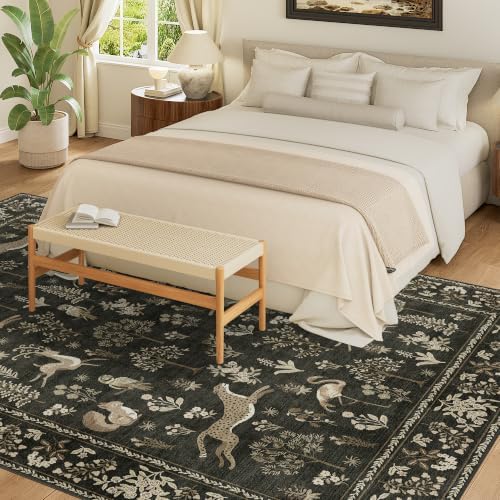 DUKINO 8x10 Area Rugs, Soft Washable Bedroom Rug Non Slip, Charcoal Black - Image 3