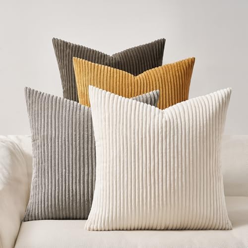 Topfinel Decorative Brown Throw Pillow Covers Cushion Cases, Set of 4 Soft Velvet Modern Double-Sided Designs, Rustic Fall Home Decor, Pillow Inserts Not Included 18x18 inch by Topfinel