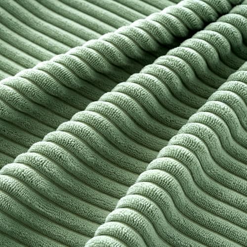 MIULEE Soft Corduroy Decorative Throw Pillow Covers Sage Green 18x18 - Image 3