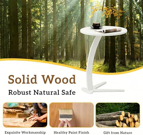 15 '' Couch Tables That Slide Under, C Shaped End Table, White (Medium) - Image 3