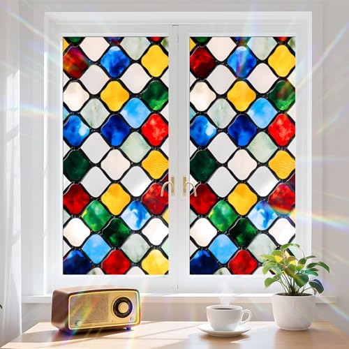 Window Privacy Film Frosted Glass Window Sticker Window Film Static Glass Cling Tint Non-Adhesive for Home Door Decorative Frosting Cover 17.5 X 39.3 inch by BVBOX