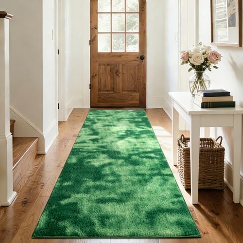 2x6 Tie-dye Green Runner Rug Non-Slip Washable for Hallway Kitchen Bedroom - Image 5