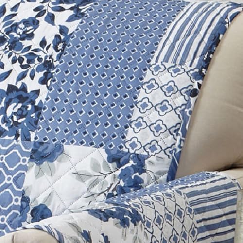 Great Bay Home Reversible Patchwork Sofa Cover - Washable Slipcover Furniture Protector with Elastic Straps - Perfect for Kids & Pets - Box-Stitched Detail (Navy) - Image 6