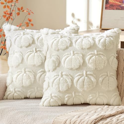 MIULEE Fall Pillow Covers Pumpkin Fall Decor 20x20 Cream White by MIULEE