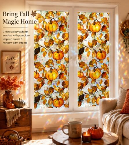 Pumpkin Fall Window Clings Halloween Stained Glass Window Film - Image 3