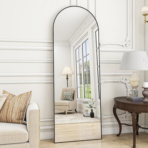 Rowjut Floor Mirror Arched Full Length Mirrors, Mirror Full Length Standing Hanging or Leaning Against Wall, 59"x18" Large Full Body and Wall Mounted Mirror for Bedroom Living Room, Black - Image 3