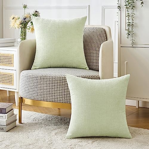 MIULEE Soft Chenille Throw Pillow Covers Light Green 20x20 Inch Pack of 2 - Image 5