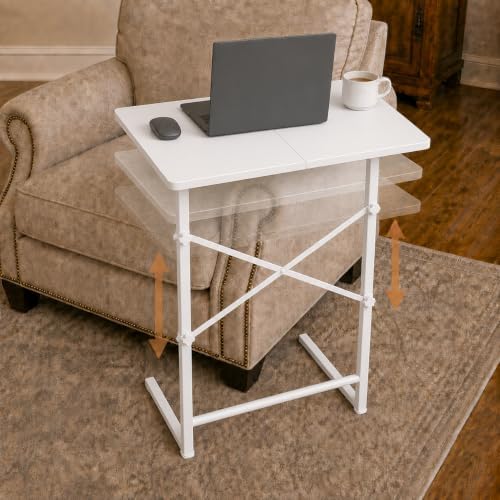 C Shaped End Tables, 22" Adjustable Height Couch Side Table, C Table End Table that Slide Under Sofa, TV Trays Table for Couch, Sofa, Living Room, Small Spaces, Easy to Assemble & Clean by Unknown