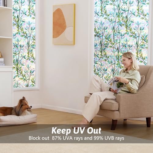 Kromapolis Green Leaf Stained Glass Window Privacy Film, 23.6 x 157.4 inch - Image 5