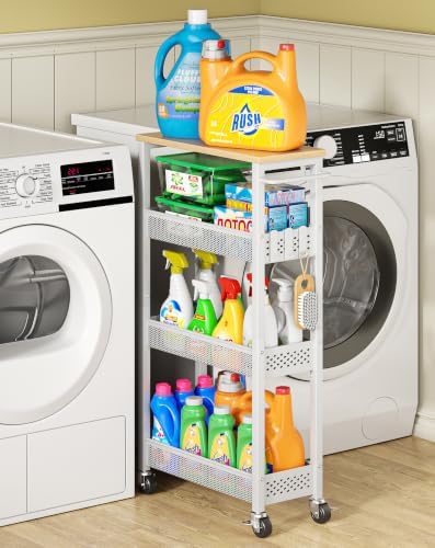OKZEST Slim Laundry Room Organization Cart with Upgraded Metal Hub Casters by OKZEST