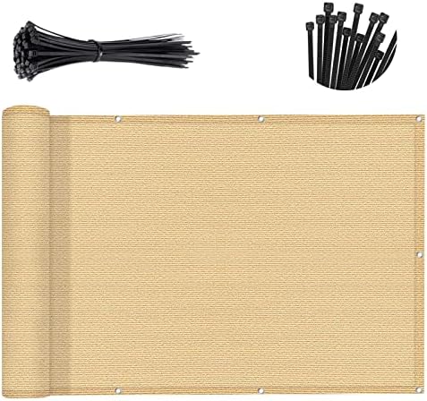 SUNNY GUARD 3' x 10' Balcony Privacy Screen, HDPE Patio Railing Cover Fence by SUNNYGUARD