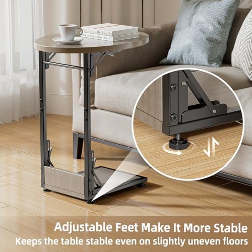 Elbourn Folding Side Table End Couch Tables, C-Shaped TV Stand for Sofa - Image 6