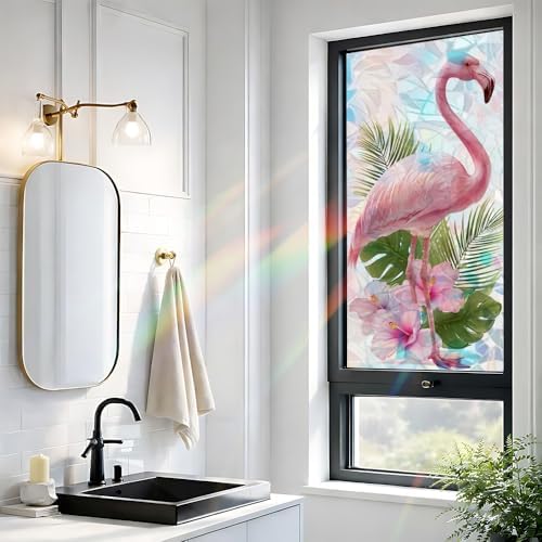 Cmialusie Flamingo Tropical Window Film 39.3 x 17.3 Inch Cling - Image 5