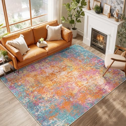 RELEANY Washable 9'x12' Abstract Area Rug for Living Room Starlight by RELEANY