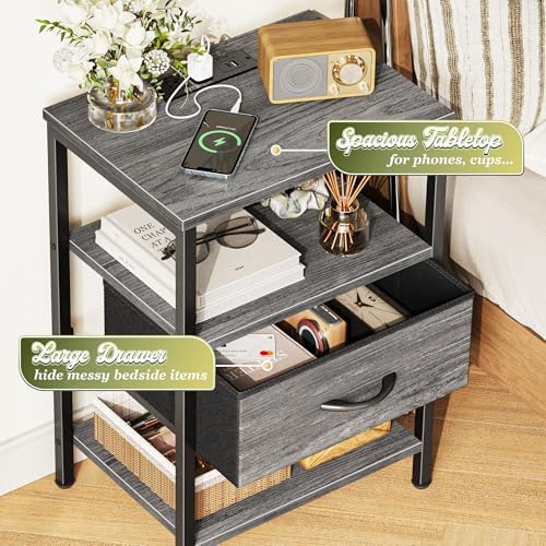 SUPERJARE Nightstand with Charging Station, USB-C Port, Bedside Table - Image 5